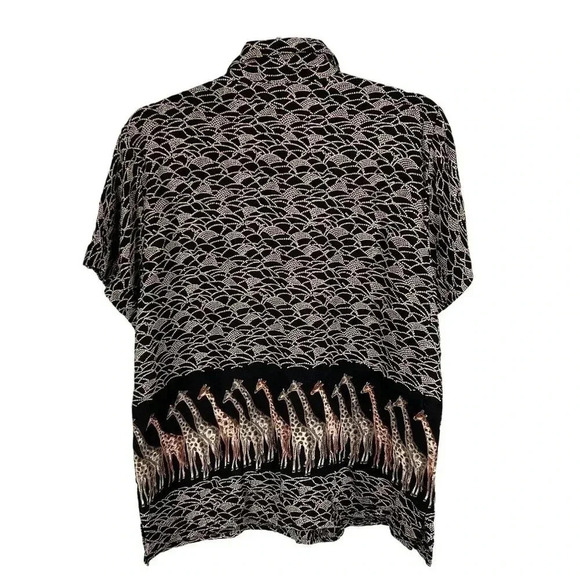 VTG Stonebridge Set Maxi Dress L Blazer Top XL Black Giraffe Tribal Animal Print - Picture 5 of 16